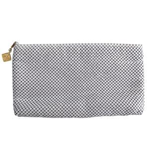 Vintage Whiting and Davis White Metal Mesh Evening Clutch Bag Pouch NO STRAP